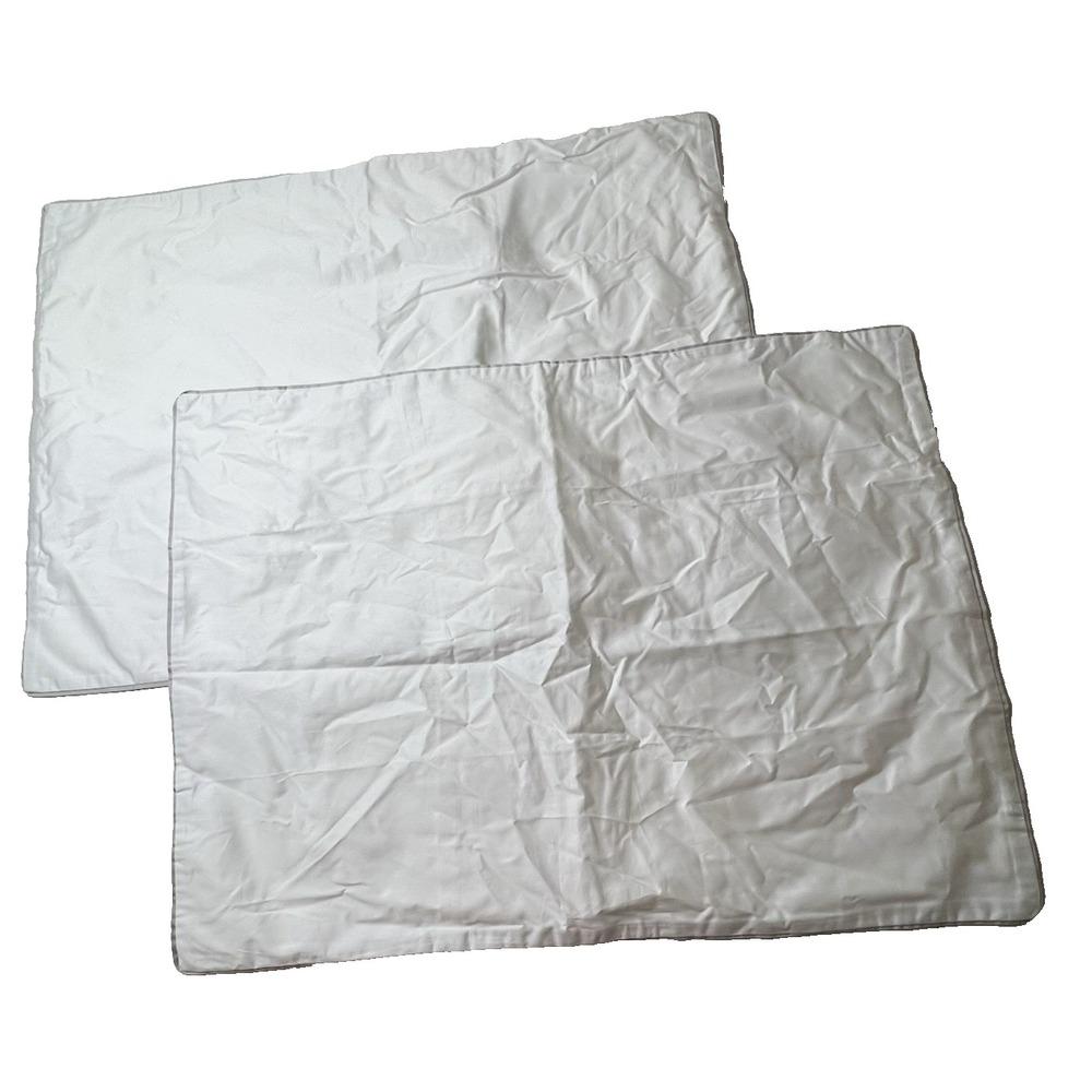 Nordstrom Organic Cotton White with Gray Trim Standard Pair of Shams 27"x 19"
